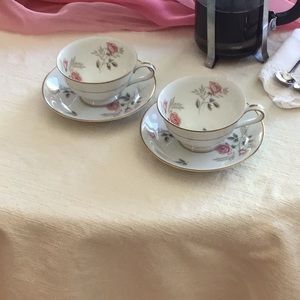 Noritaki Rosabel Cup & Saucer. Set of 2.